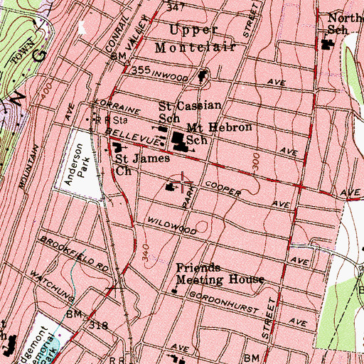 Topographic Map of Union Congregational Church, NJ