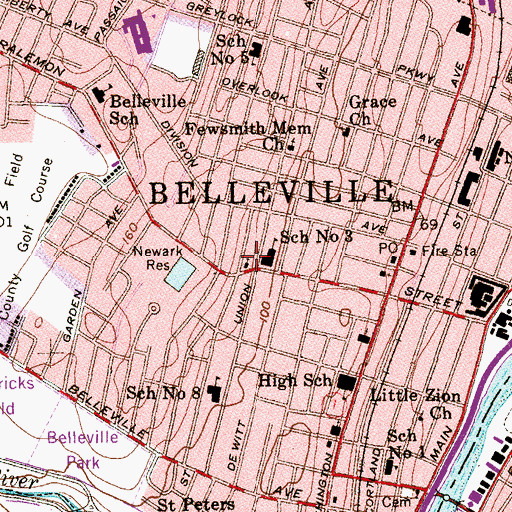 Topographic Map of Bethany Lutheran Church, NJ