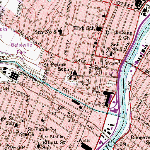 Topographic Map of Saint Peter's Roman Catholic Church, NJ