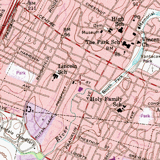 Topographic Map of Our Lady of Mount Carmel Church, NJ