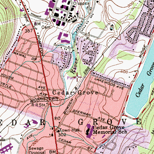 Topographic Map of Cedar Grove Community Park, NJ
