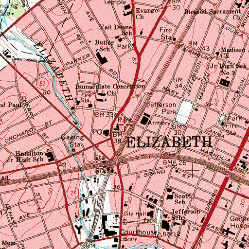 Topographic Map of Trinity Episcopal Church, NJ