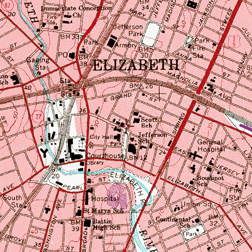 Topographic Map of Third Presbyterian Church, NJ
