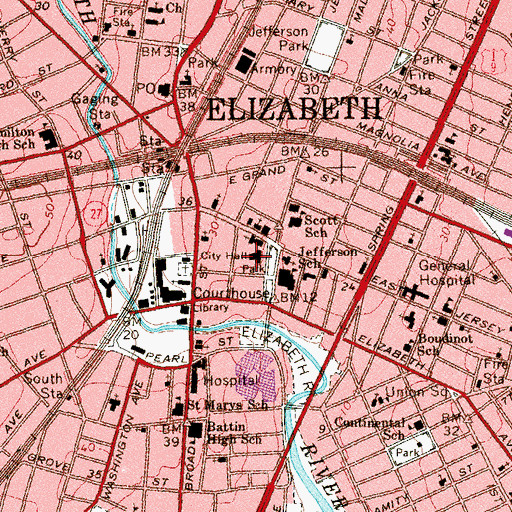 Topographic Map of Siloam Prebyterian Church, NJ