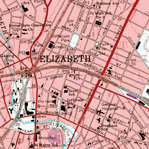 Topographic Map of Union Baptist Church, NJ