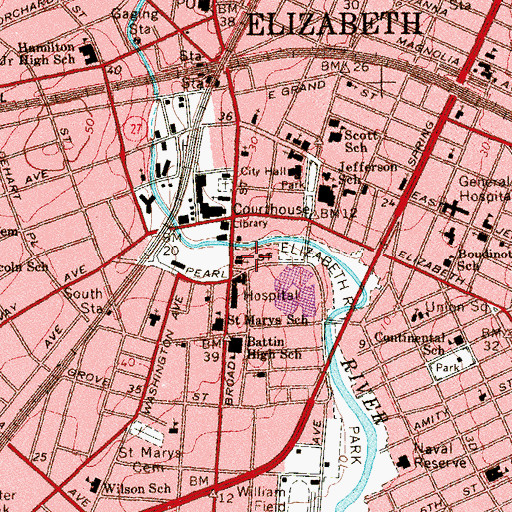 Topographic Map of Saint James Methodist Episcopal Church, NJ