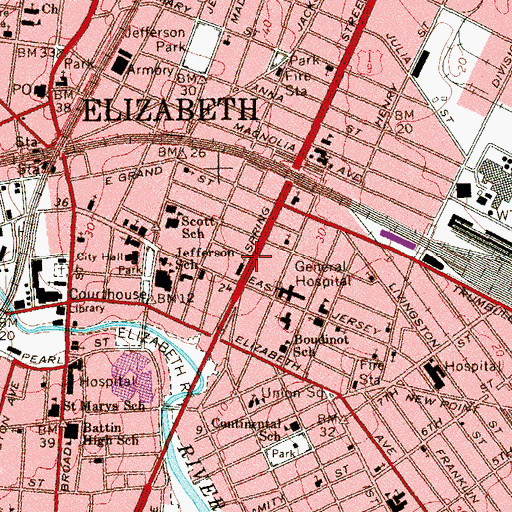 Topographic Map of Synagogue B-nai Israel, NJ