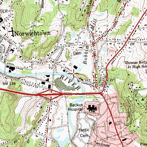 Topographic Map of Bobbin Mill Brook, CT