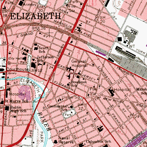 Topographic Map of Saint Marks Evalgelical Lutheran Church, NJ