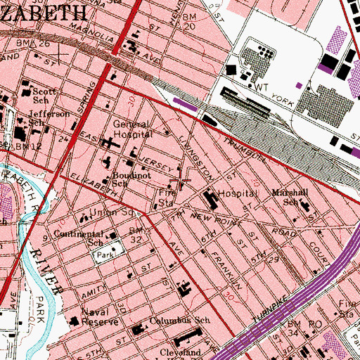 Topographic Map of First Pentecostal Church, NJ