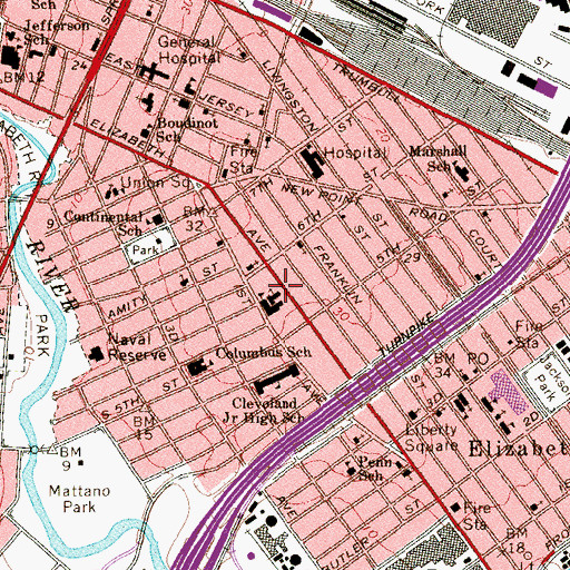 Topographic Map of Church of the Holy Rosary, NJ