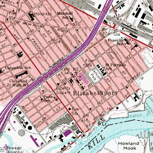 Topographic Map of Saint Adalbert Polish Catholic Church, NJ