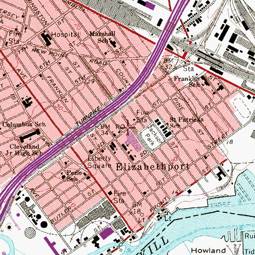 Topographic Map of Emanuel Pentacostal Church, NJ