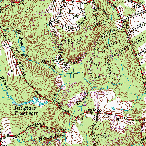 Topographic Map of Boehm Brook, CT