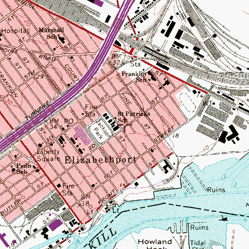 Topographic Map of Saint Patrick's Roman Catholic Church, NJ