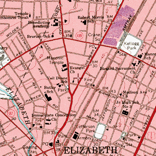 Topographic Map of First Church of Christ Scientist, NJ