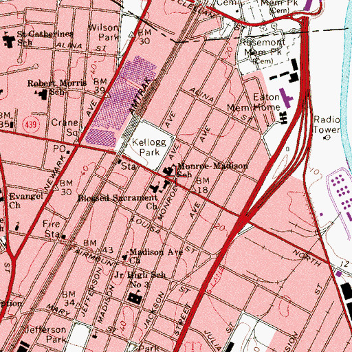 Topographic Map of Blessed Sacrament Roman Catholic School, NJ