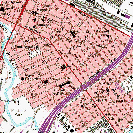 Topographic Map of School of the Holy Rosary, NJ