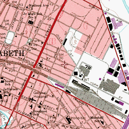 Topographic Map of Mickey Walker Community Center, NJ