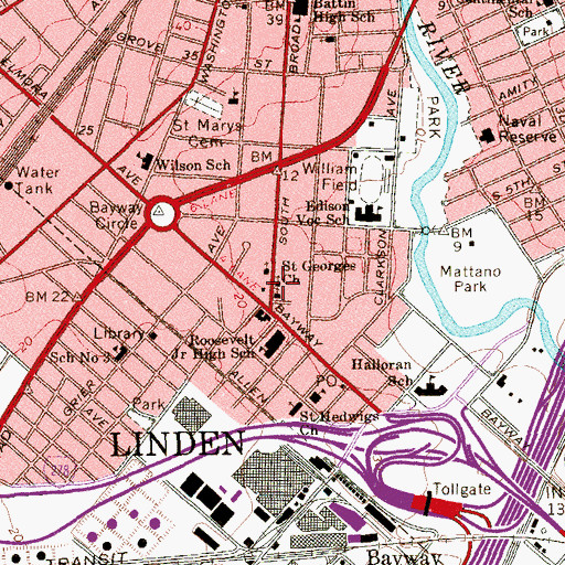Topographic Map of Elizabeth Engine Company Number 2, NJ