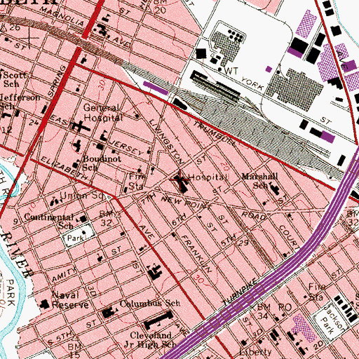 Topographic Map of Alexian Plaza, NJ