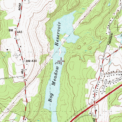 Topographic Map of Bog Meadow Reservoir, CT