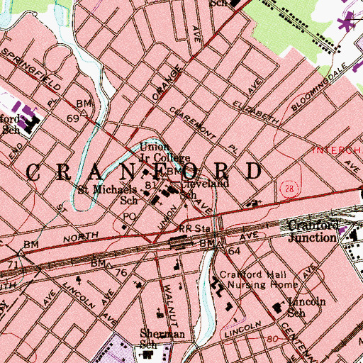 Topographic Map of First Presbyterian Church, NJ