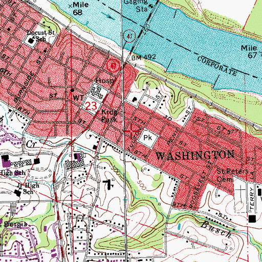 Topographic Map of Healthsouth Tri-County Surgery Center, MO