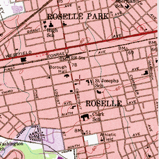 Topographic Map of Chestnut Street Community Church, NJ