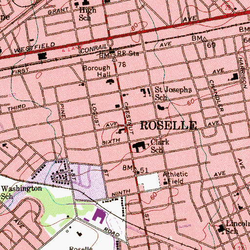Topographic Map of First Presbyterian Church, NJ