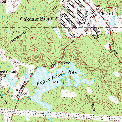 Topographic Map of Bogue Cemetery, CT
