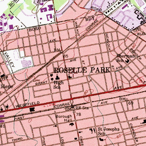 Topographic Map of Community United Methodist Church, NJ