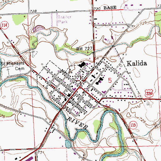 Topographic Map of Kalida Post Office, OH