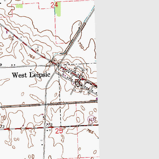Topographic Map of West Leipsic Post Office (historical), OH
