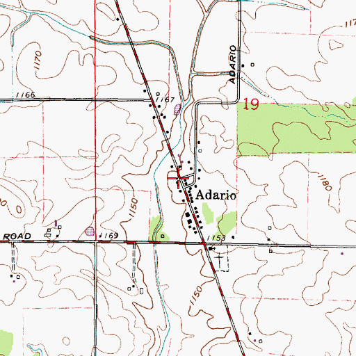 Topographic Map of Adario Post Office (historical), OH