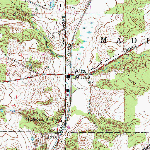 Topographic Map of Alta Post Office (historical), OH
