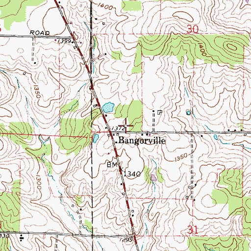 Topographic Map of Bangor Post Office (historical), OH