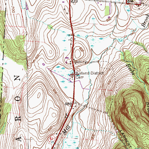Topographic Map of Bolland District Cemetery, CT