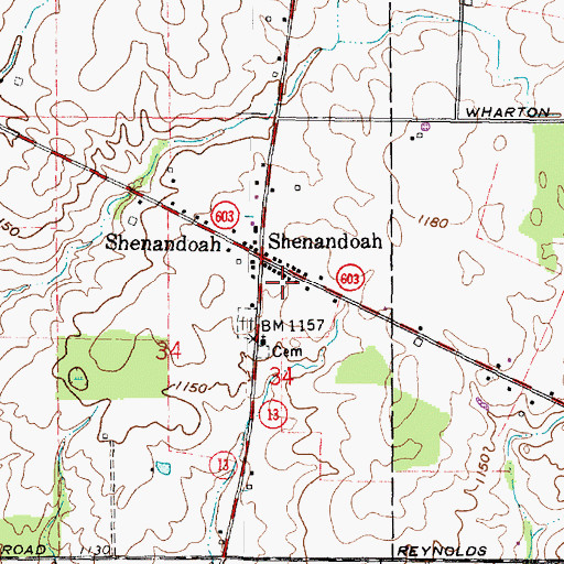 Topographic Map of Shenandoah Post Office (historical), OH