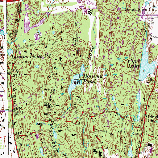 Topographic Map of Bolling Pond, CT