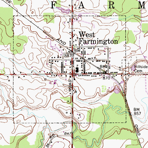 Topographic Map of West Farmington Post Office, OH