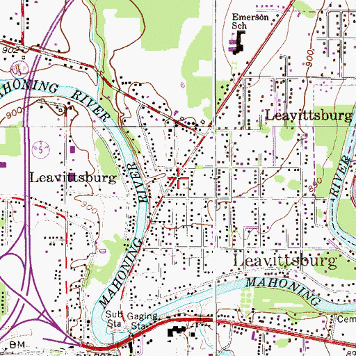 Topographic Map of Leavittsburg Post Office, OH