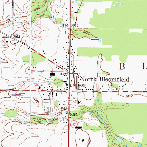 Topographic Map of North Bloomfield Post Office, OH