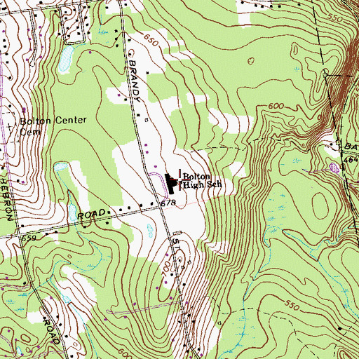 Topographic Map of Bolton High School, CT