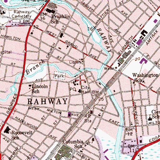 Topographic Map of Saint Mary's Roman Catholic Church, NJ