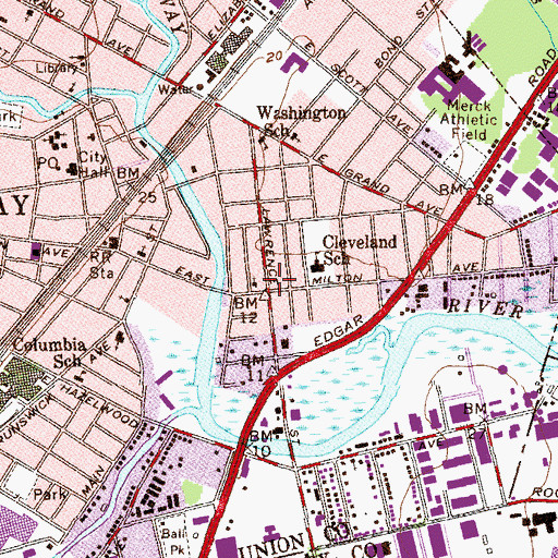 Topographic Map of Second Baptist Church, NJ