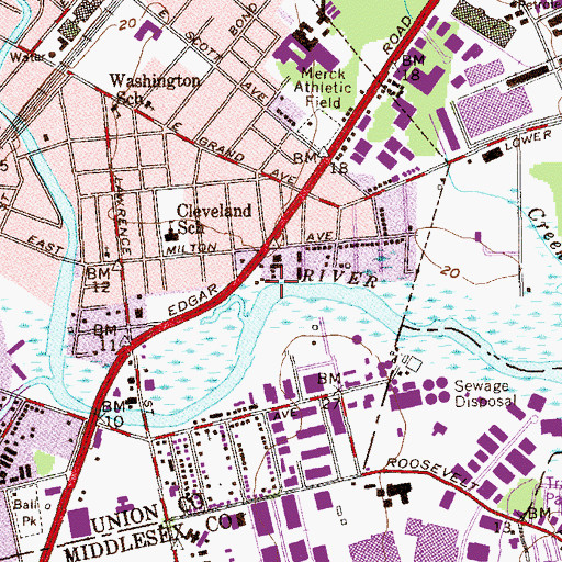 Topographic Map of Rahway Yacht Club, NJ
