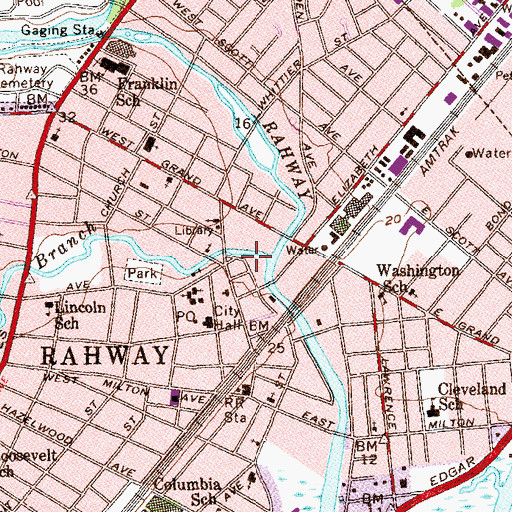 Topographic Map of Rahway Theatre, NJ