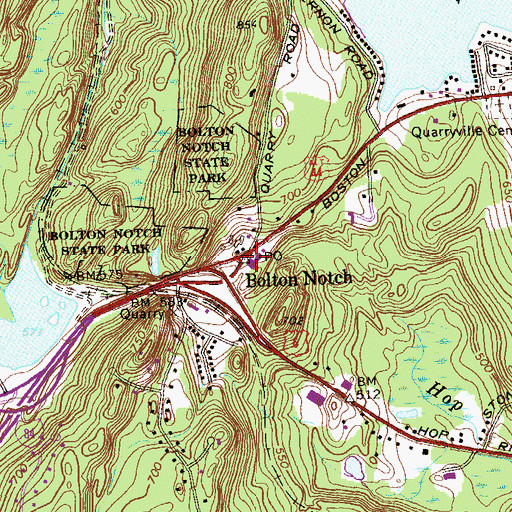 Topographic Map of Bolton Notch, CT
