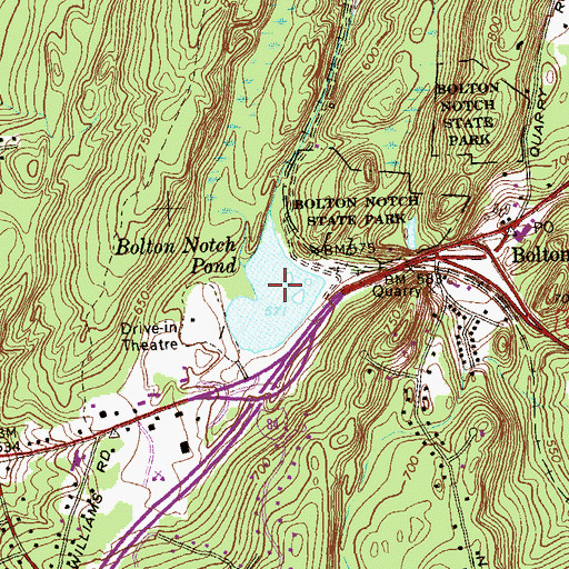 Topographic Map of Bolton Notch Pond, CT